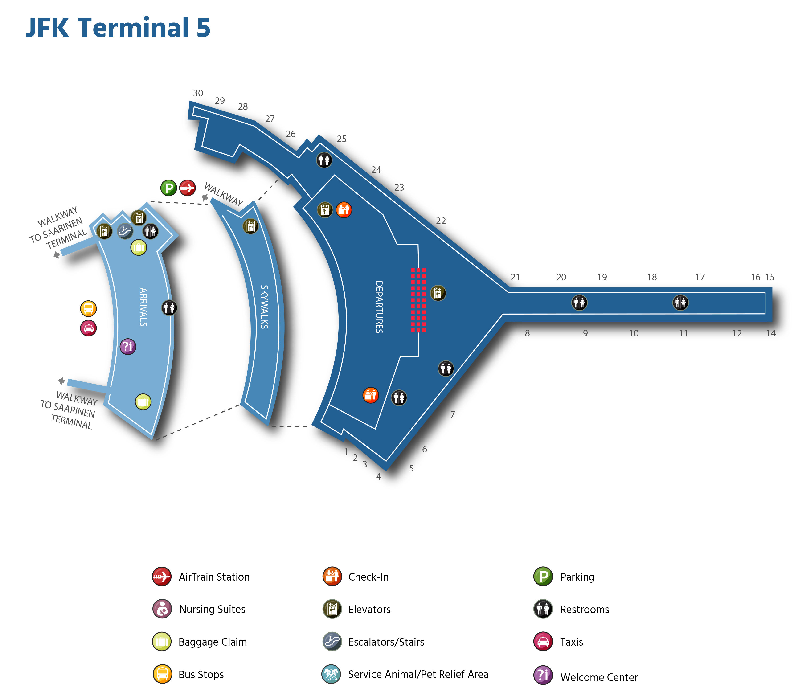 Jhon F. Kennedy Airport Map (JFK) - Printable Terminal Maps, Shops ...