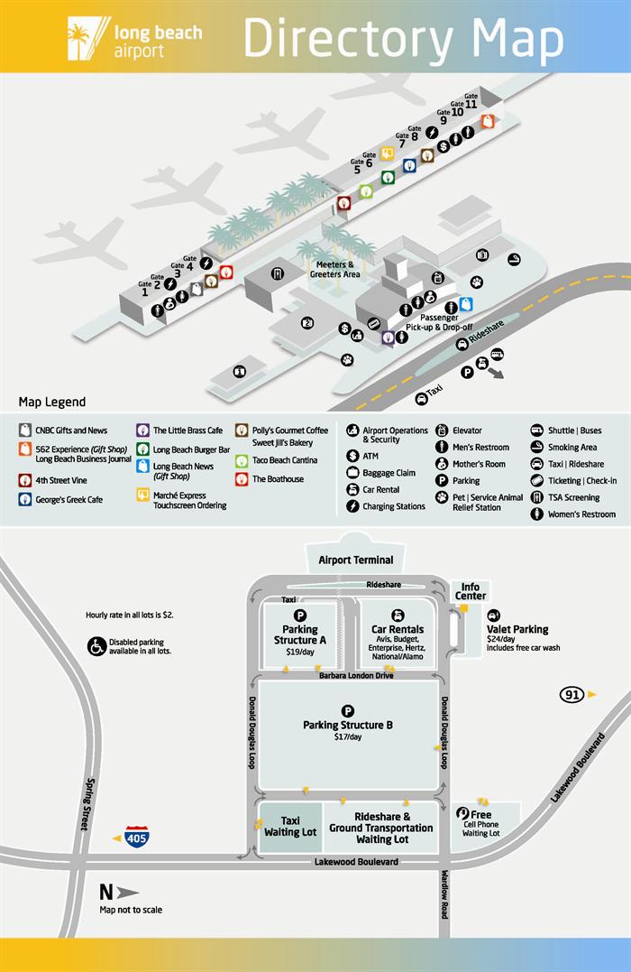 Long Beach Airport(LGB) Terminal Maps, Shops, Restaurants, Food Court 2024