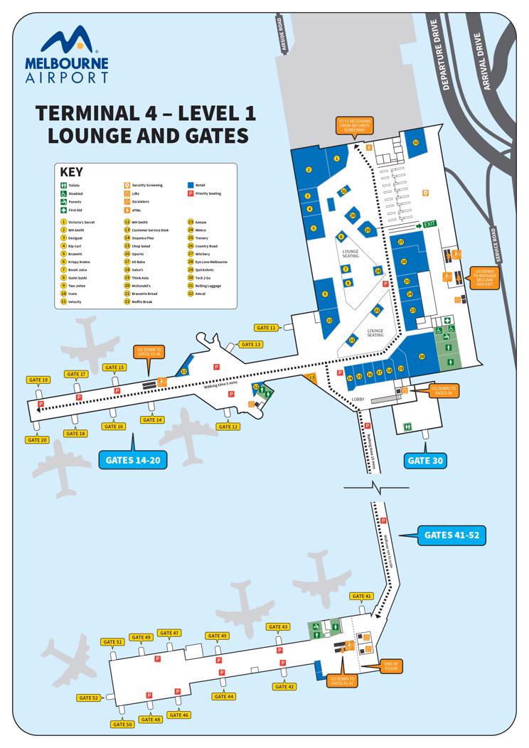 Melbourne Airport Mel Terminal Maps Shops Restaurants Food Court 2021