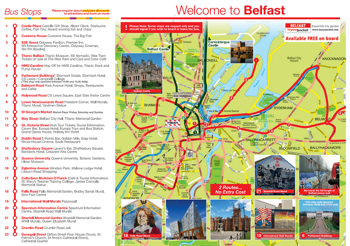 Belfast Hop-On Hop-Off Bus Tour Map