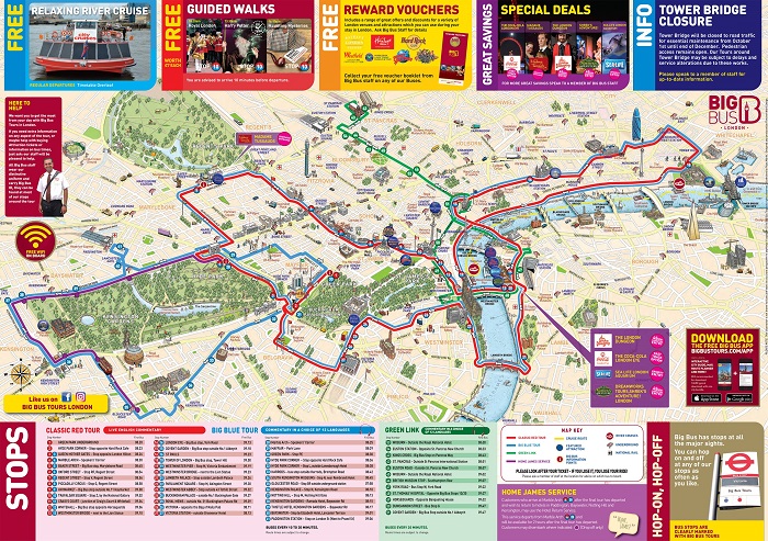 London Big Bus Hop-On Hop-Off Bus Tour Map