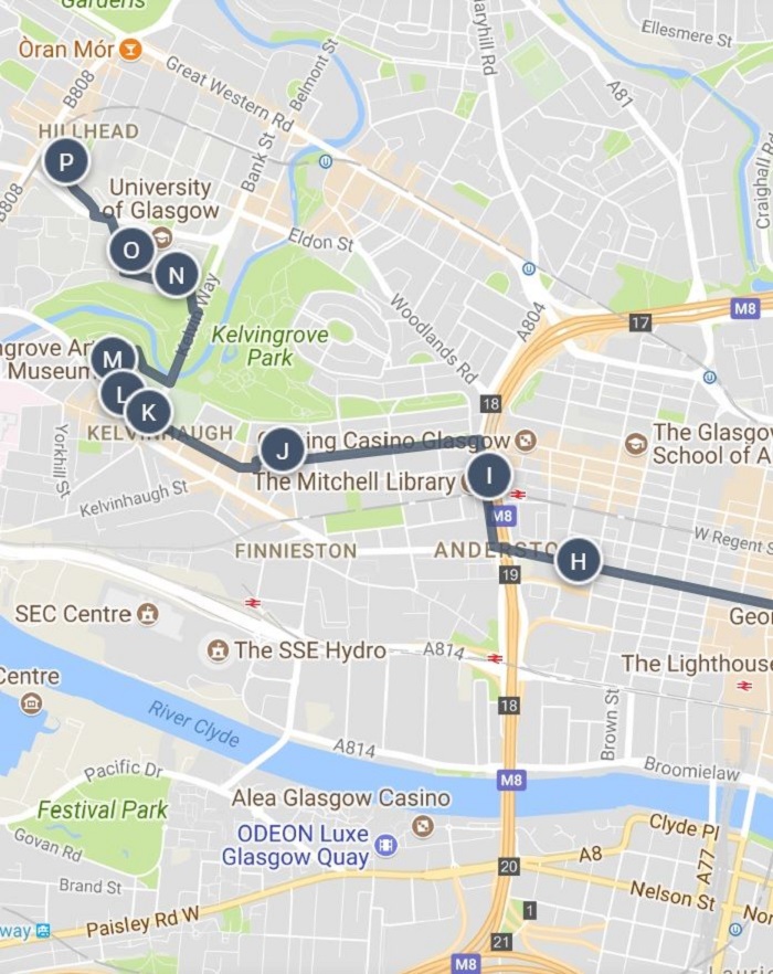 Glasgow Walking Map Small 