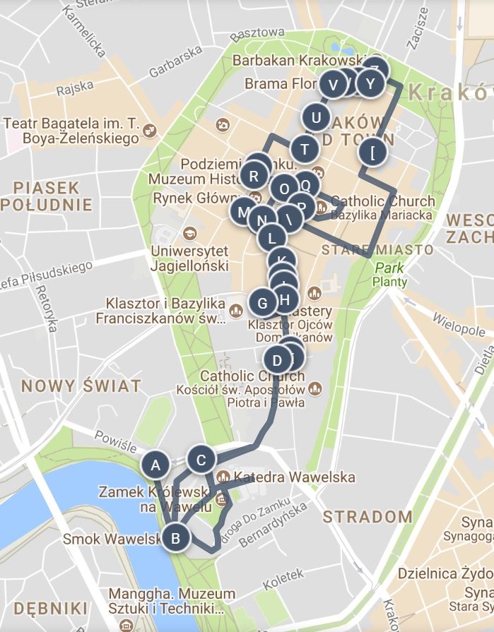 Krakow Walking Map 
