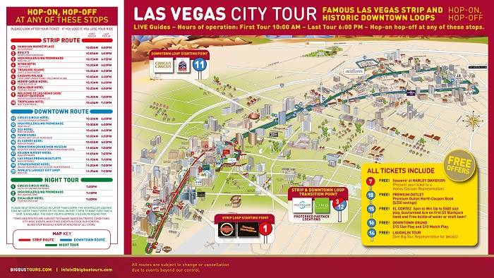 Las Vegas Bigbus Hop-On Hop-Off Bus Tour Map