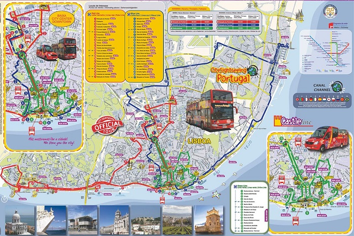 City Sightseeing Lisbon Hop-On Hop-Off Bus Route Map