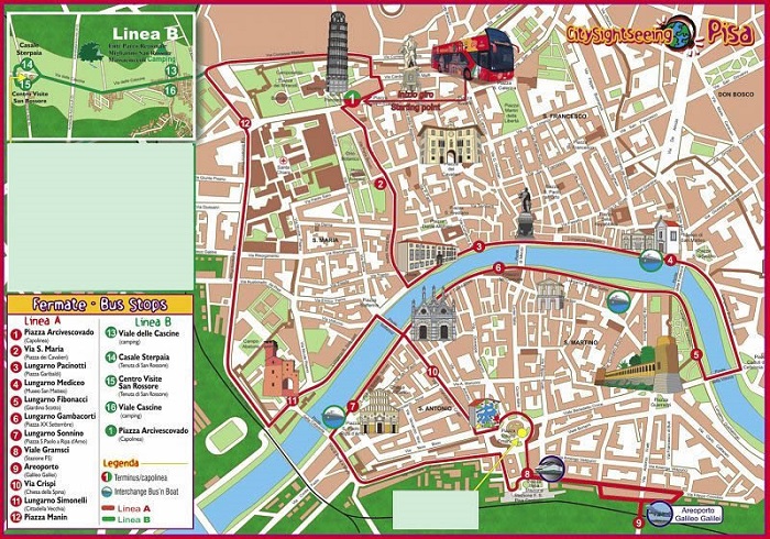 Pisa Walking Map Small 