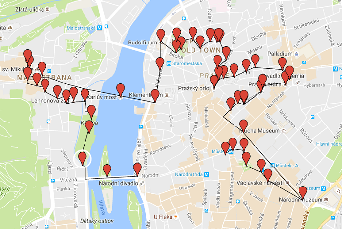 city tour map prague