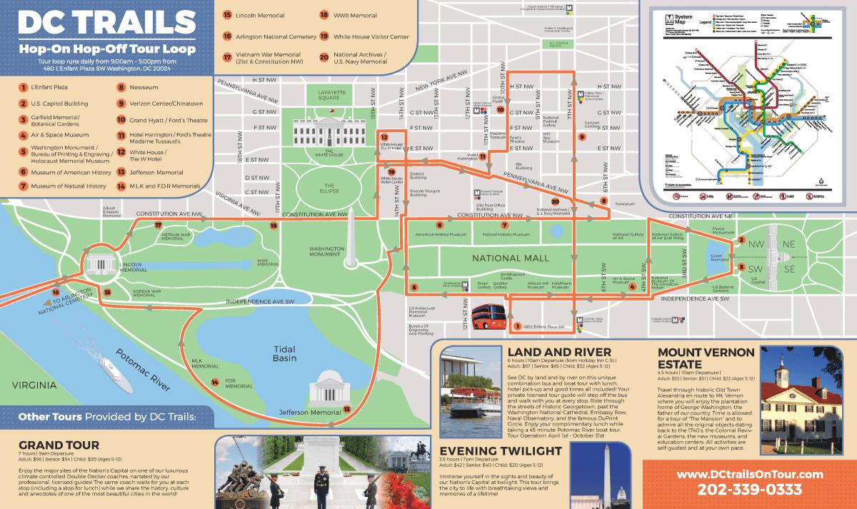 Washington Hop-On Hop-Off Bus Tour Map