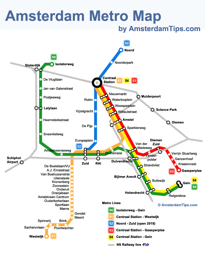 Amsterdam Metro Map Small 