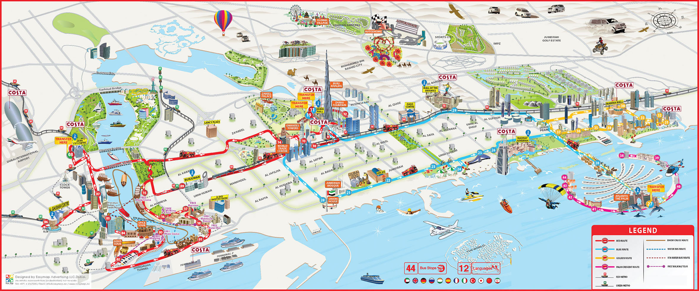 Dubai Attractions Map PDF FREE Printable Tourist Map Dubai, Waking