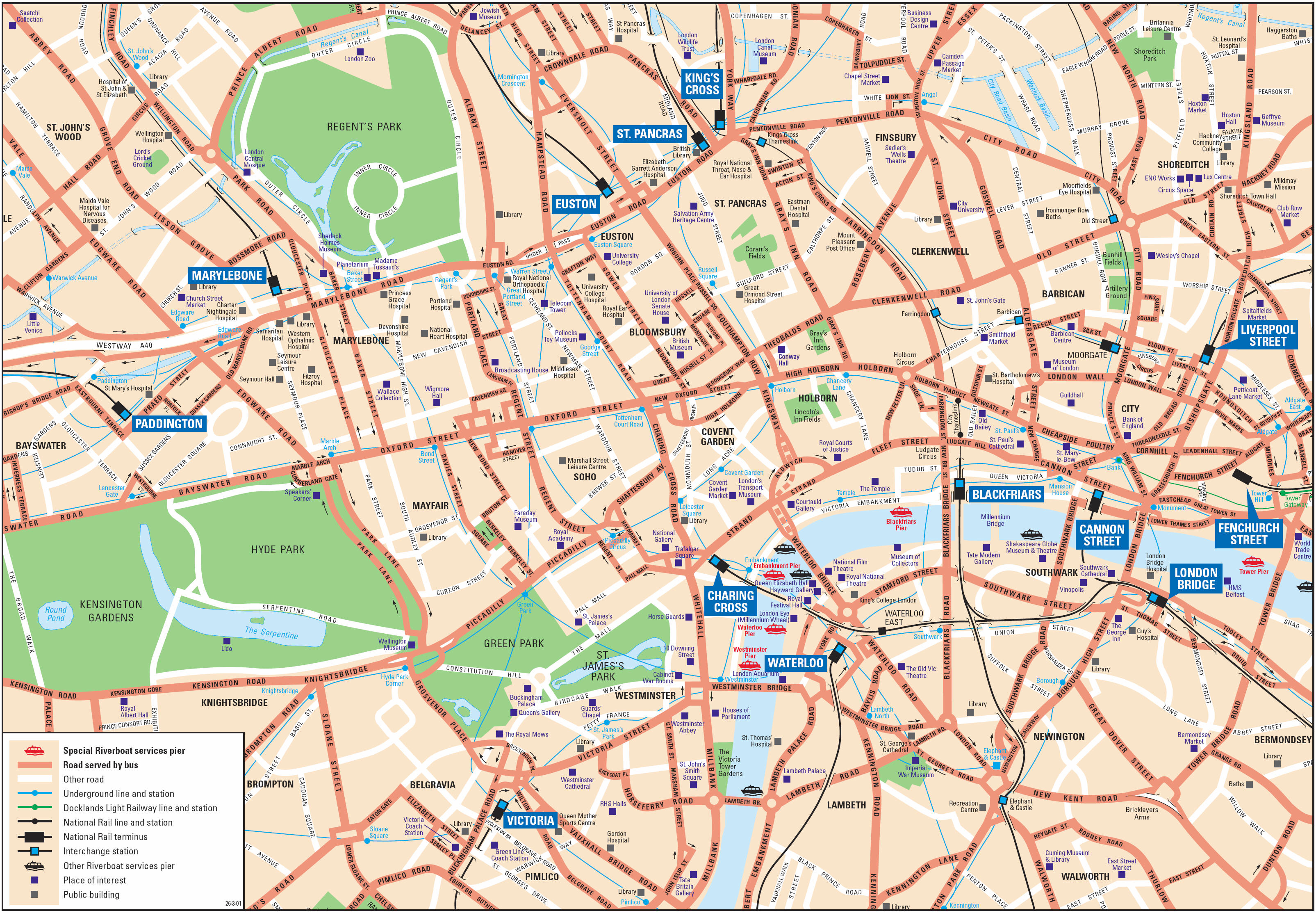 london tourist map to print