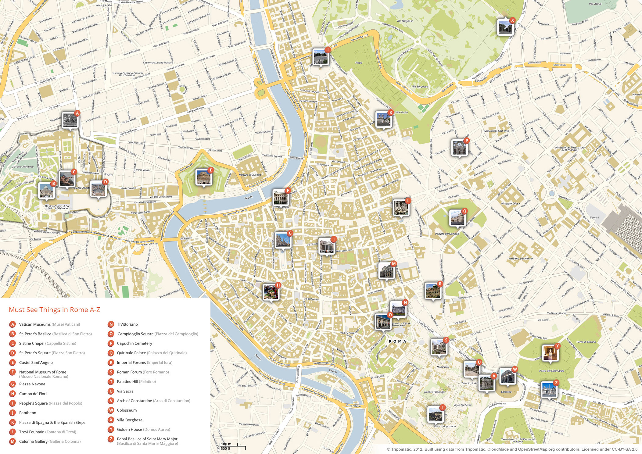 map central rome tourist attractions