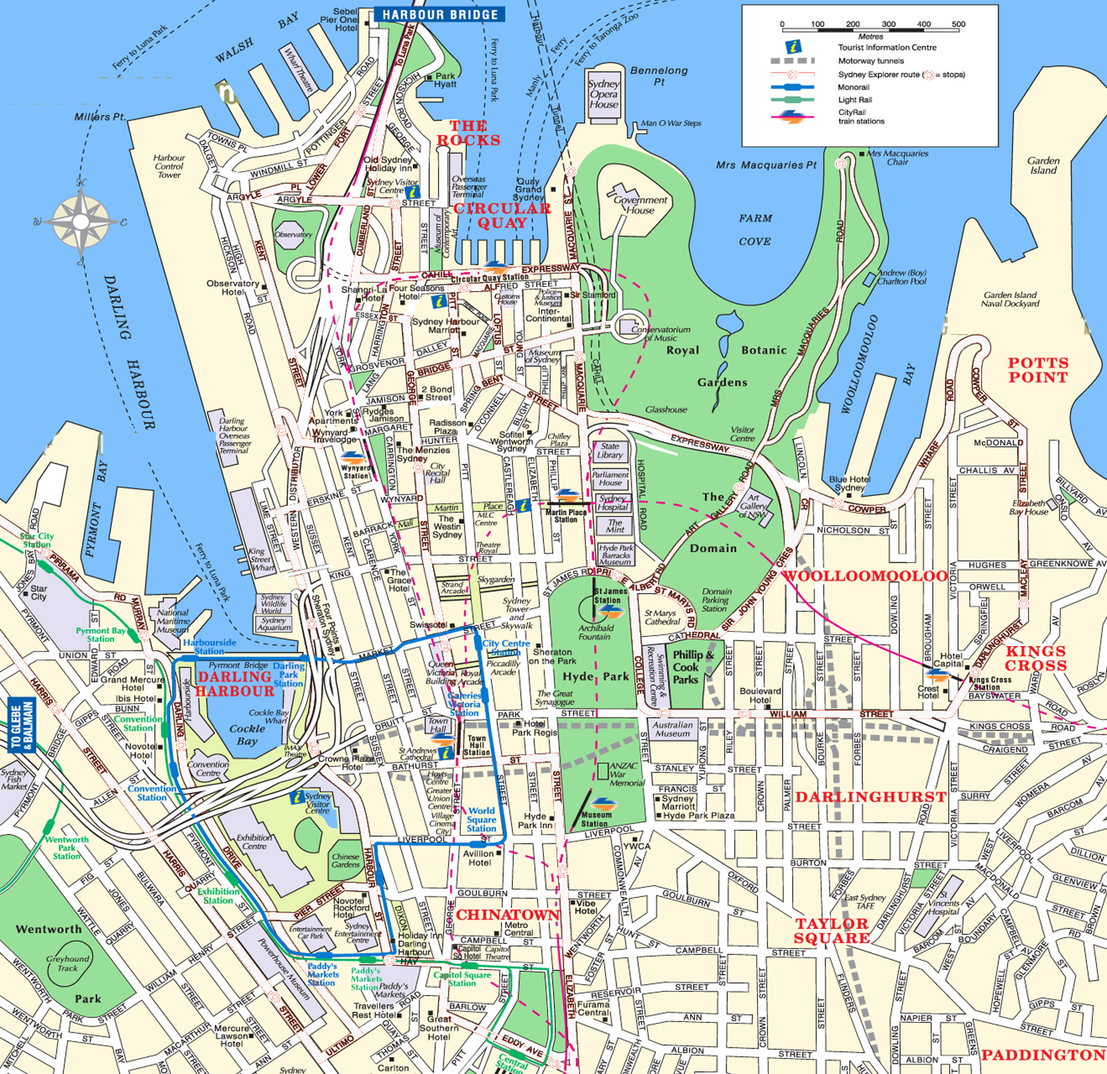 big bus tour sydney map