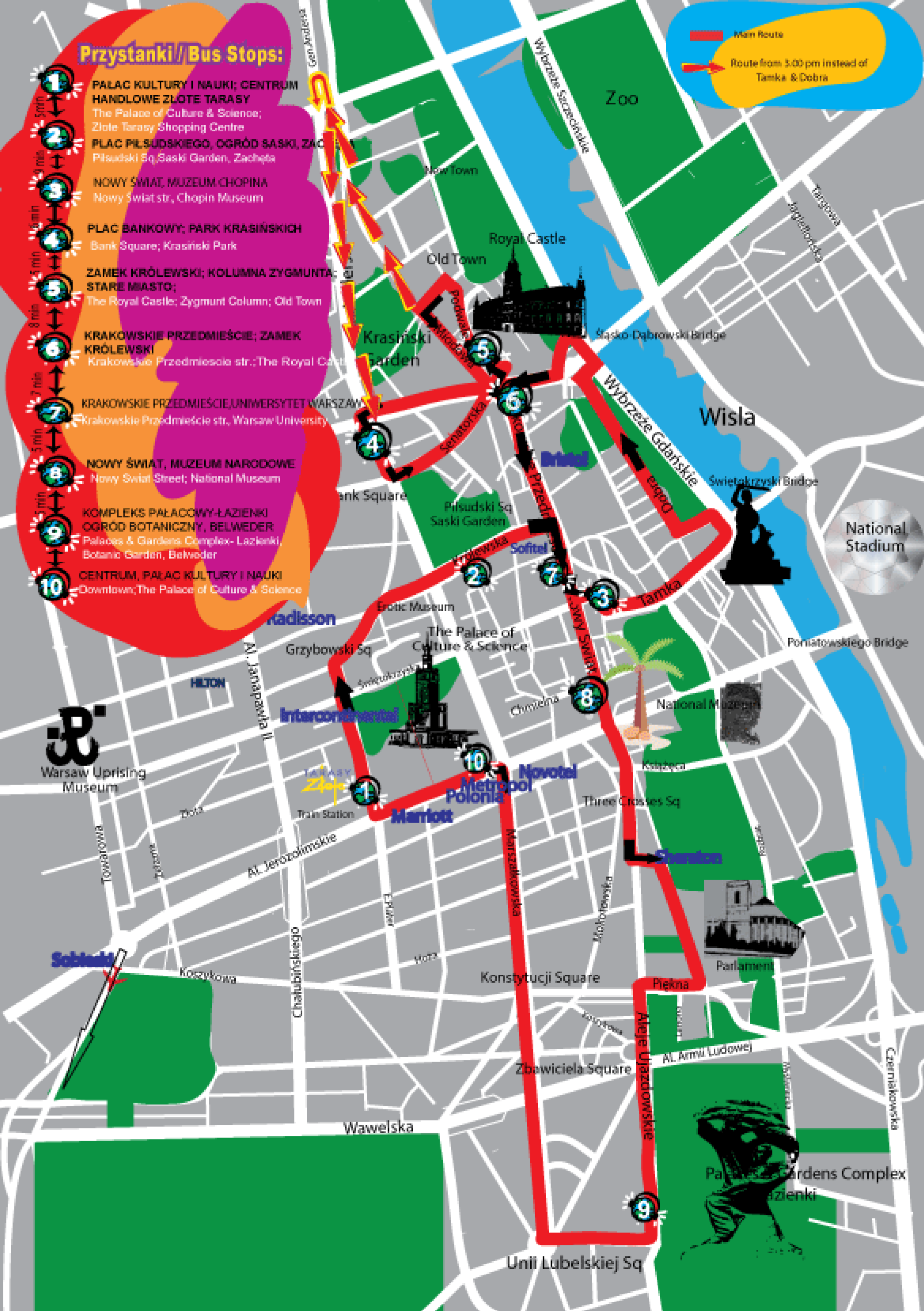 tourist map of warsaw